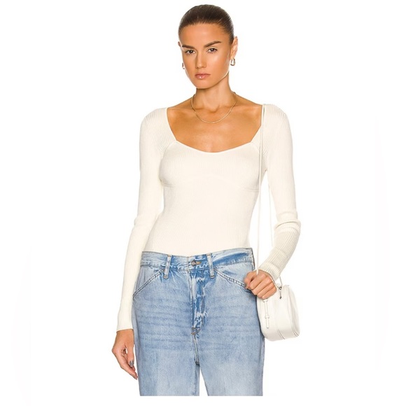 FRAMER Women’s Ribbed Zip Long Sleeve Top Body Shaped Sz XL MSRP $468 - Picture 2 of 13